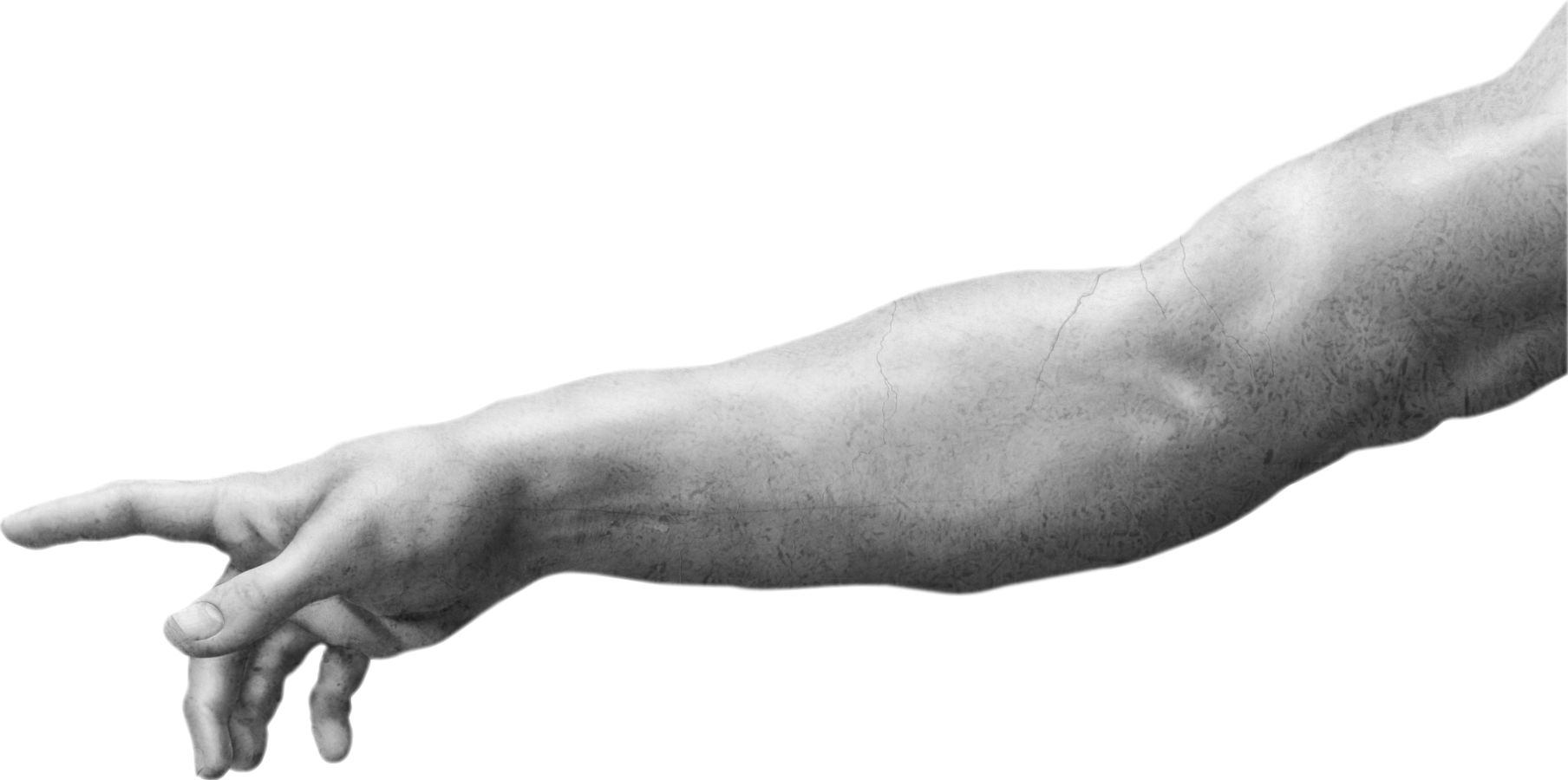 A hand pointing towards cursors, reminiscent of Michelangelo's Creation of Adam